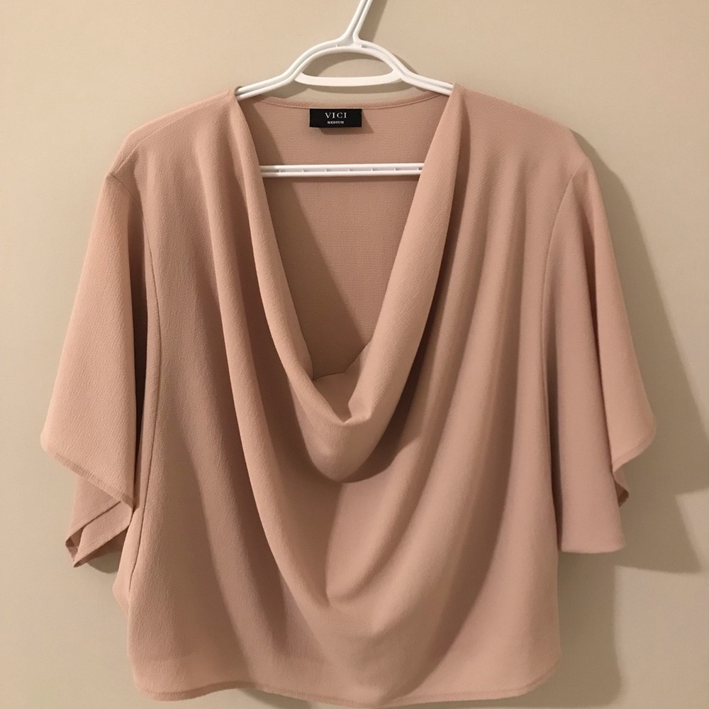 CROPPED COWL NECK BLOUSE